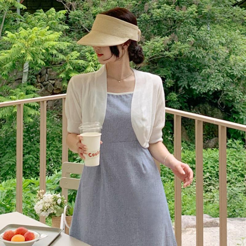 아뜨랑스 cd2493 밤부 원단 썸머 볼레로 가디건