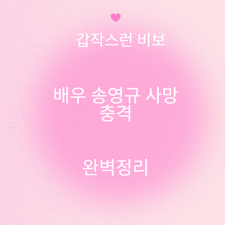 배우 송영규 사망 충격