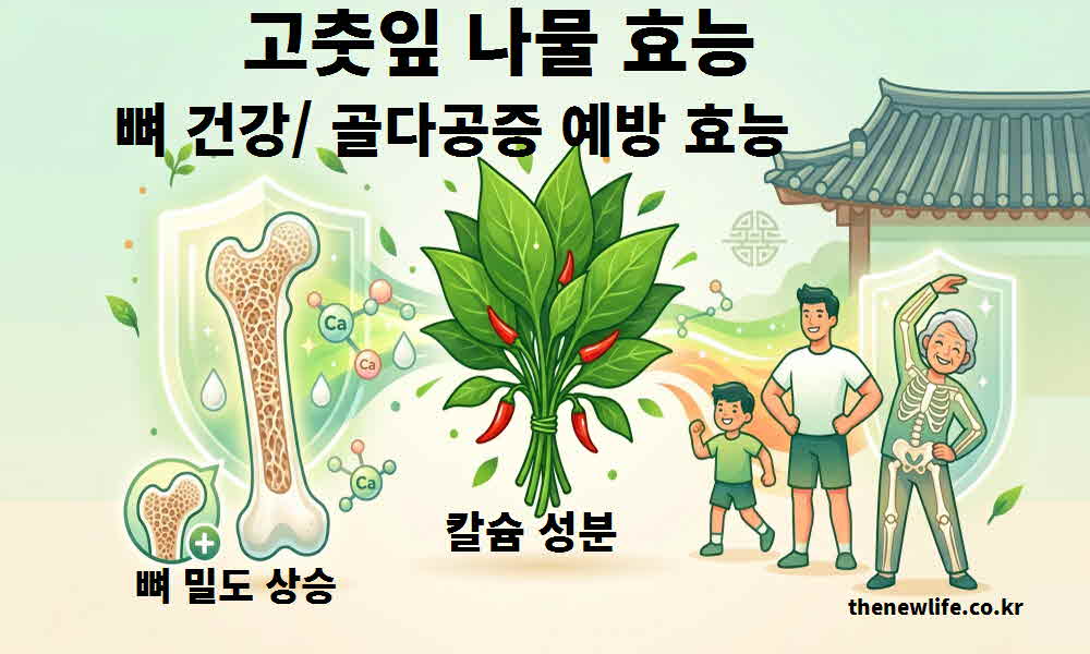 고춧잎 나물 효능 뼈 건강 골다공증 예방