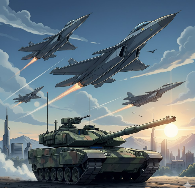 탱크와 전투기 이미지