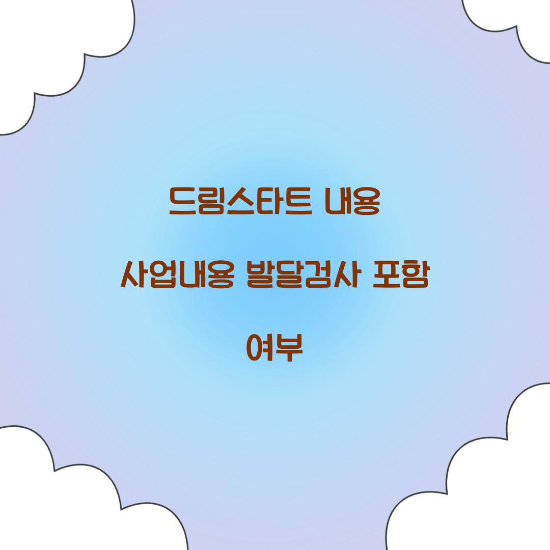 드림스타트 내용 사업내용 발달검사 포함 여부 