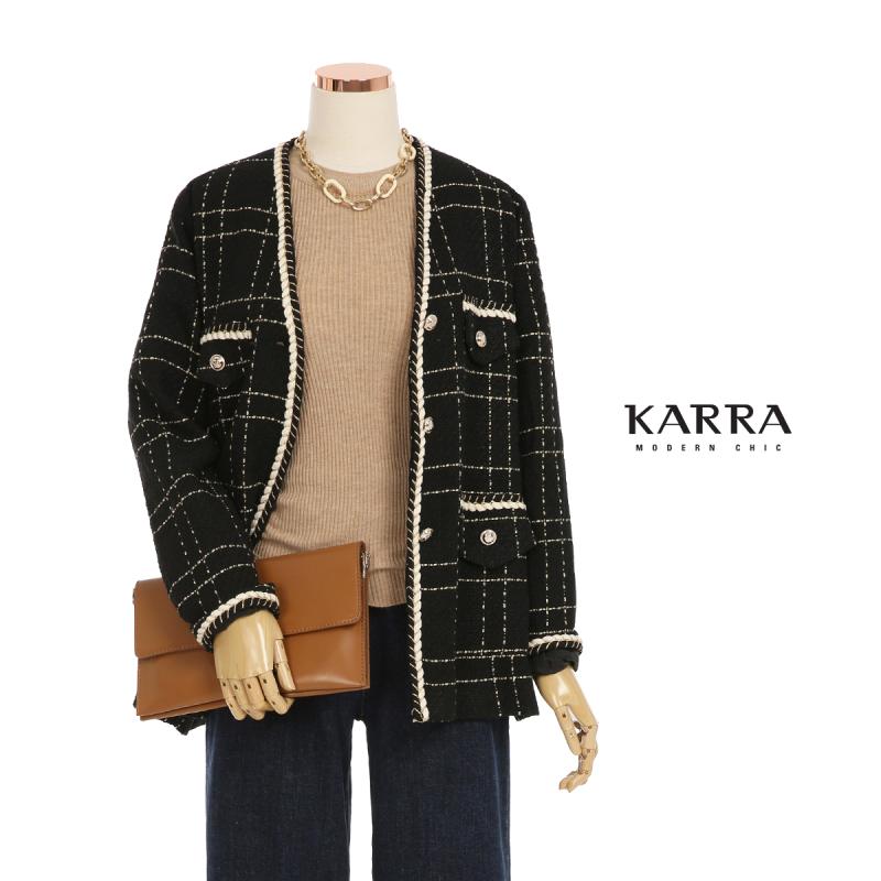 카라 KARRA 레드펀칭배색카라니트 A3F0170