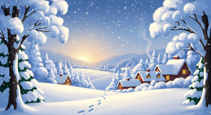 눈내린-집-풍경-일러스트