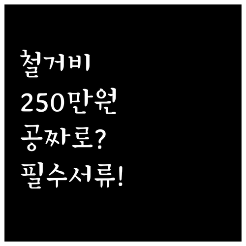 철거비 250만원 지원받는 희망리턴패..