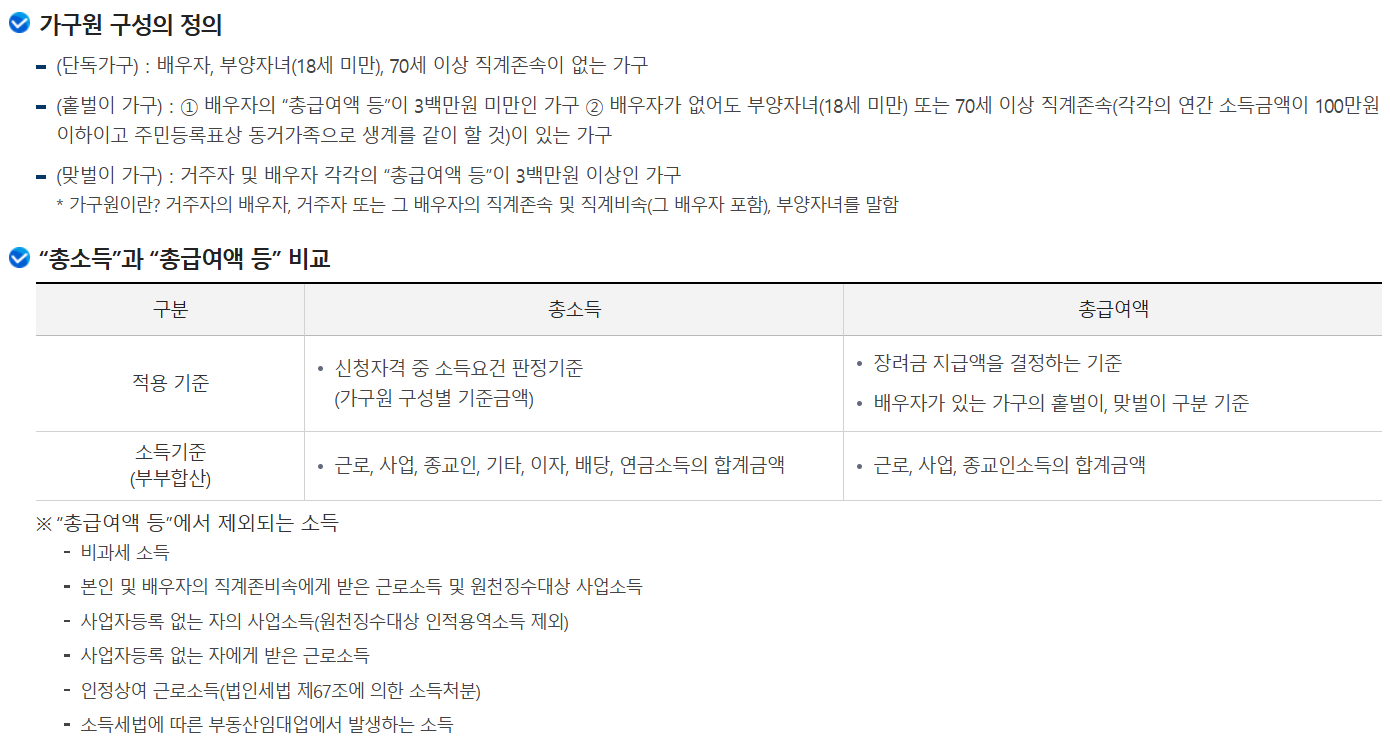 근로장려금가족구성원의정의