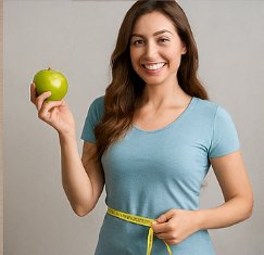 위고비 다이어트, 식단 관리와 함께 사과 들고 있는 여성