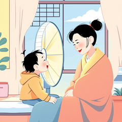 무더위 속 냉방이 필요한 어르신 가정. 선풍기 쇠고 있는 모습