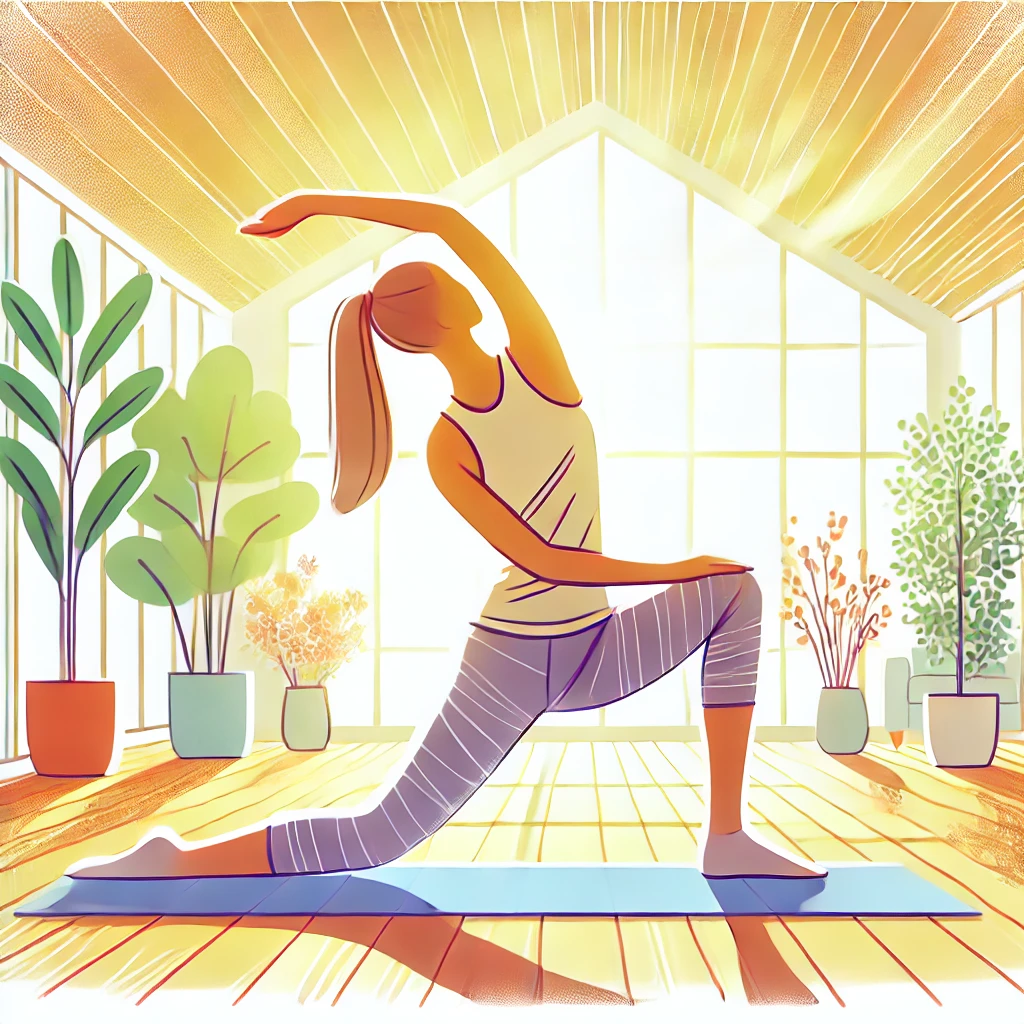 여성 스트레칭 하는 모습