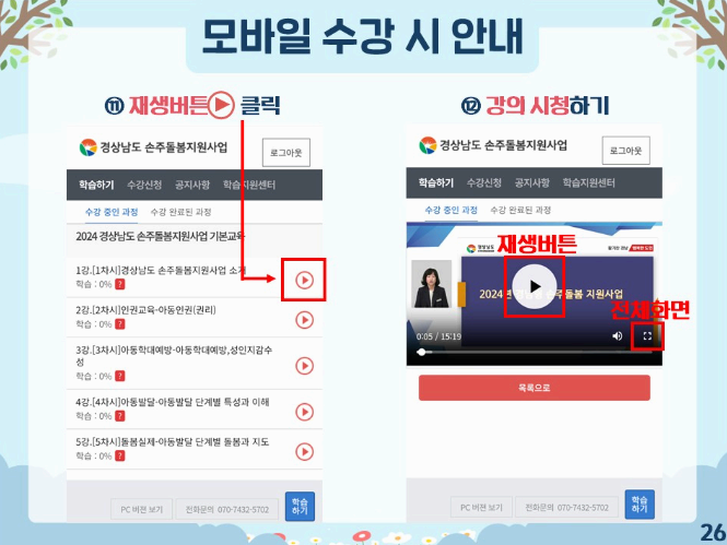 2024 경남 손주돌봄 신청 방법 강의 모바일 수강