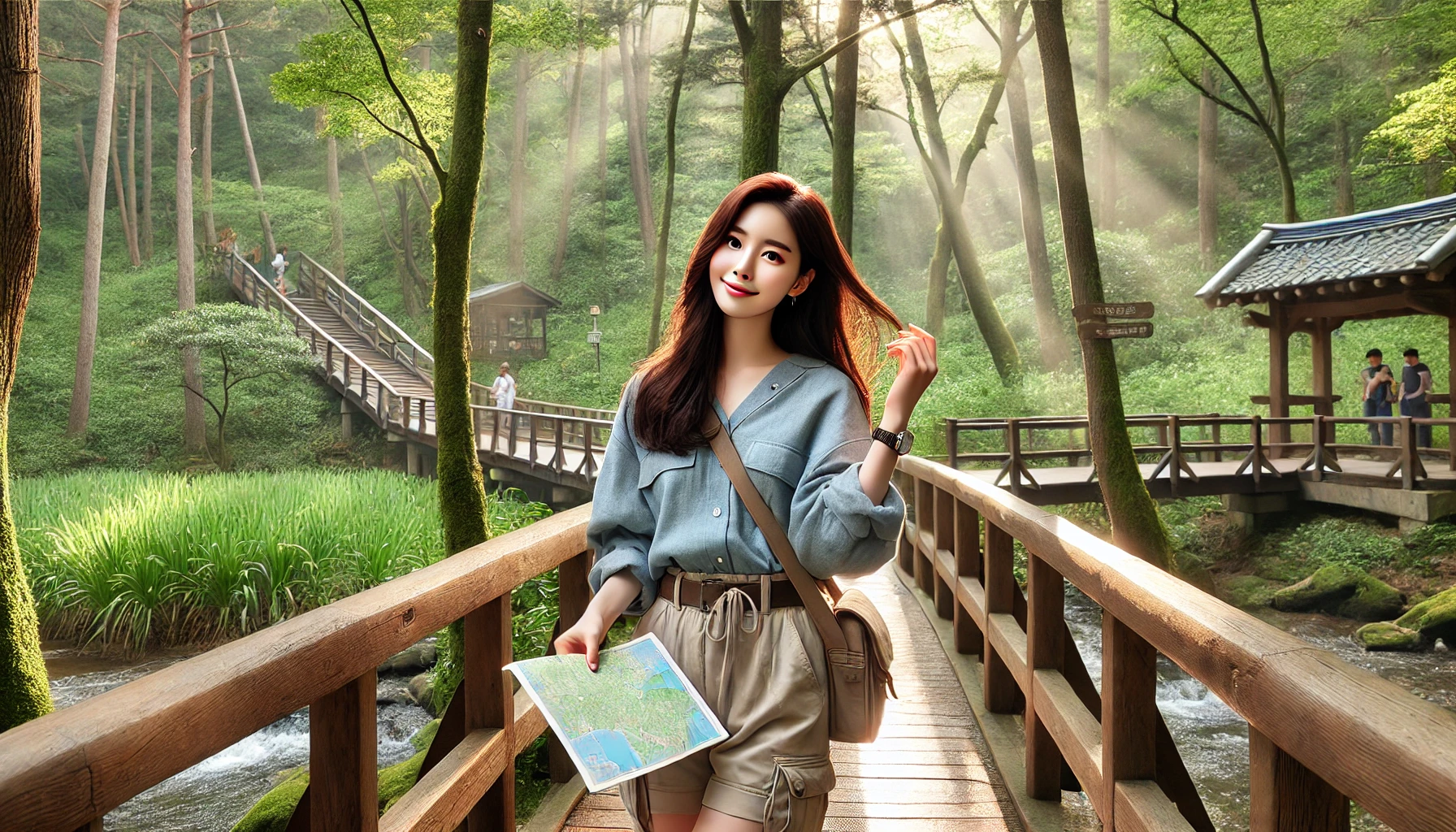 자연 속에서 힐링하는 모습