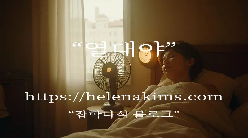 여름 밤 무더위 열대야에 잠 못 이루는 여인 이미지.