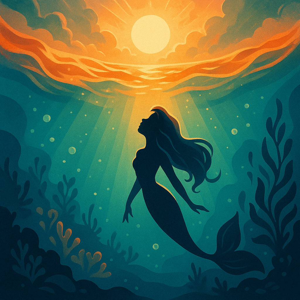 인어공주에서 감정과 상징의 공간이 된 바다, 아리엘의 내면 여정을 시각적으로 표현한 일러스트