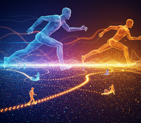 AI 시대, 거인의 질주와 달팽이의 진보-구글 제미나이 생성 이미지