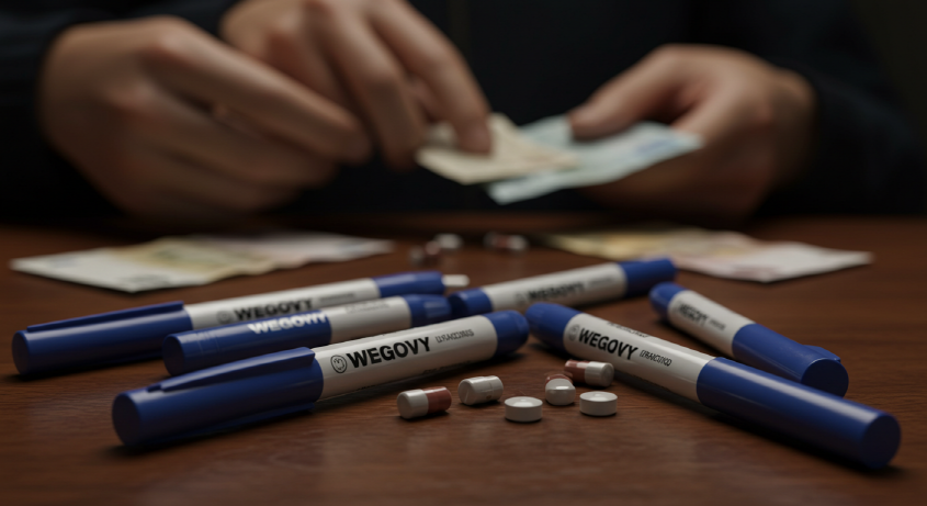 위고비 펜 주사제들을 불법적으로 나누거나 잘못 처방하는 듯한 모습