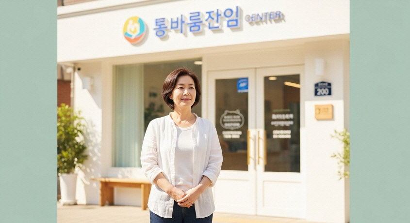 상담소 앞에 선 여성