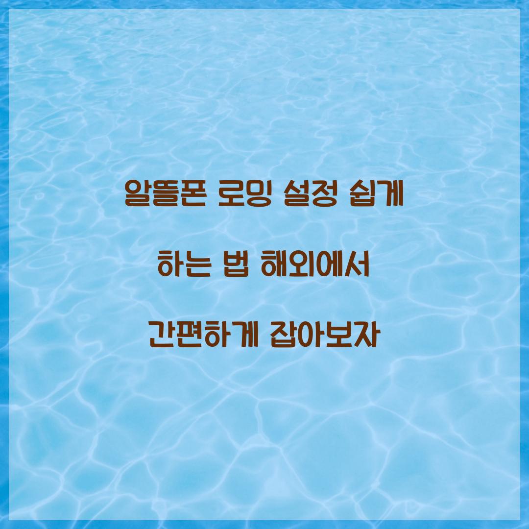 알뜰폰 로밍 설정
