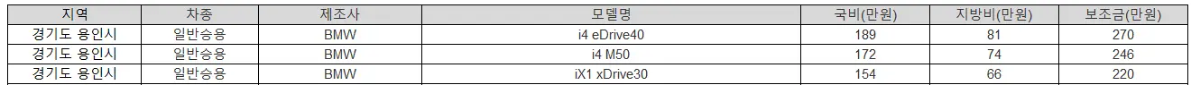 2025년 경기도 용인시 전기차 보조금 현대