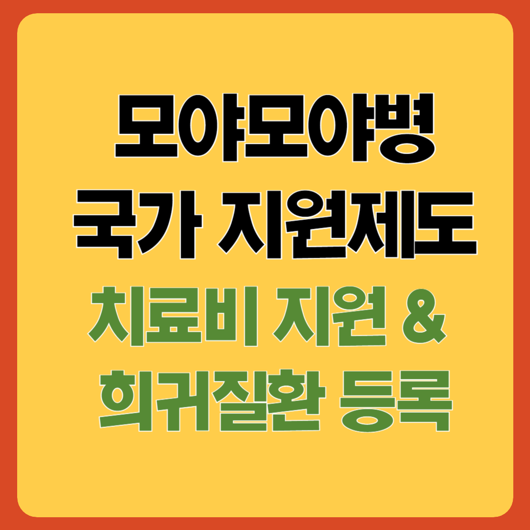 모야모야병 국가 지원제도와 치료비 지원 정보를 담은 이미지