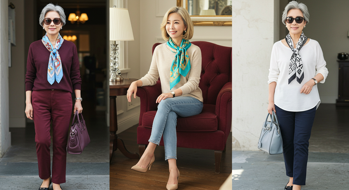 중년 여성 동안 패션