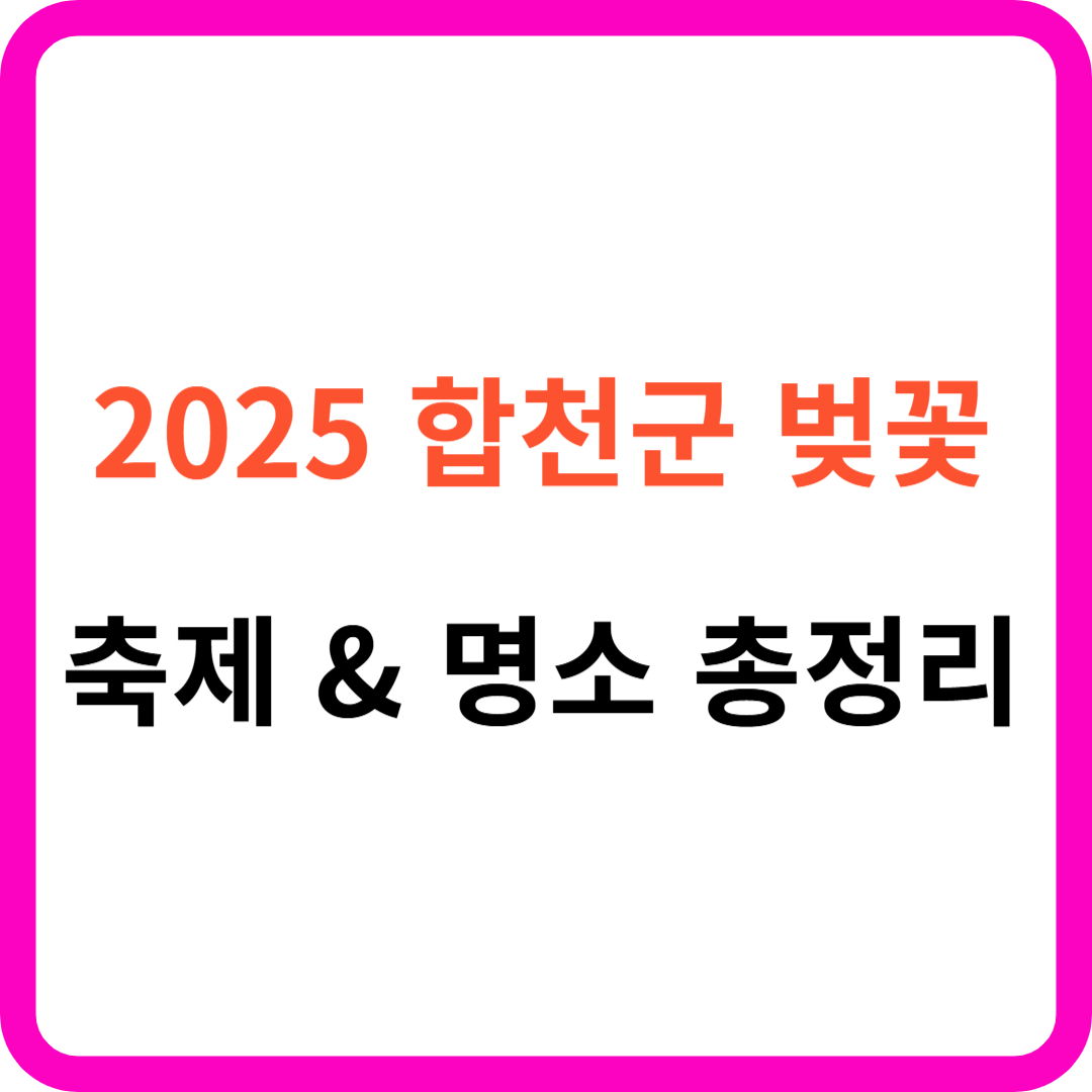 합천군 벚꽃 명소 &amp; 드라이브 코스 가이드