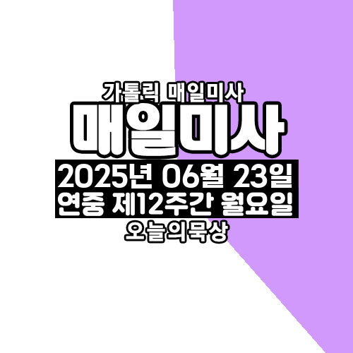 2025년 6월 23일 매일미사 연중 제12주간 월요일 오늘의 묵상