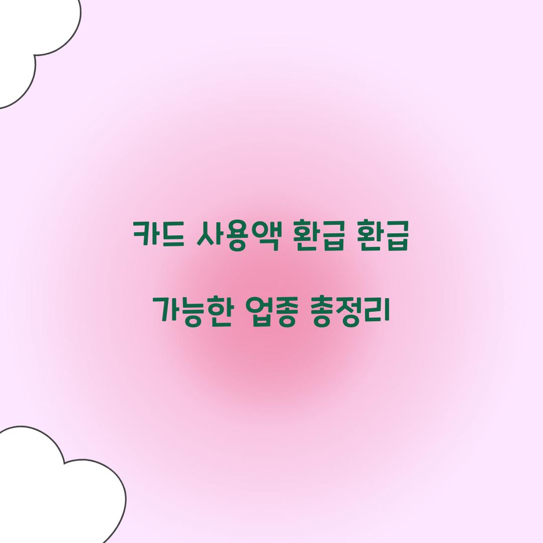 카드 사용액 환급 환급 가능한 업종 총정리