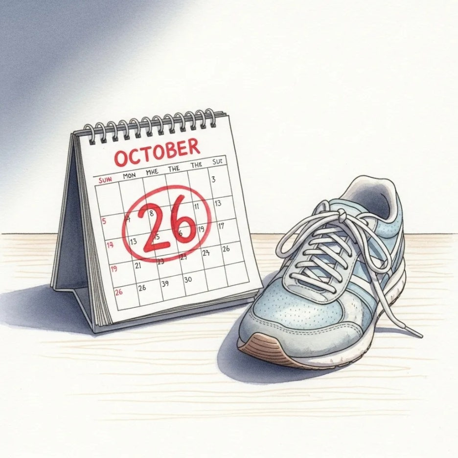 달력에 표시된 중요한 마라톤 접수 날짜