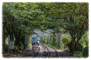 폐역이 된 문경역 철길 위로 시원하게 달리는 자전거