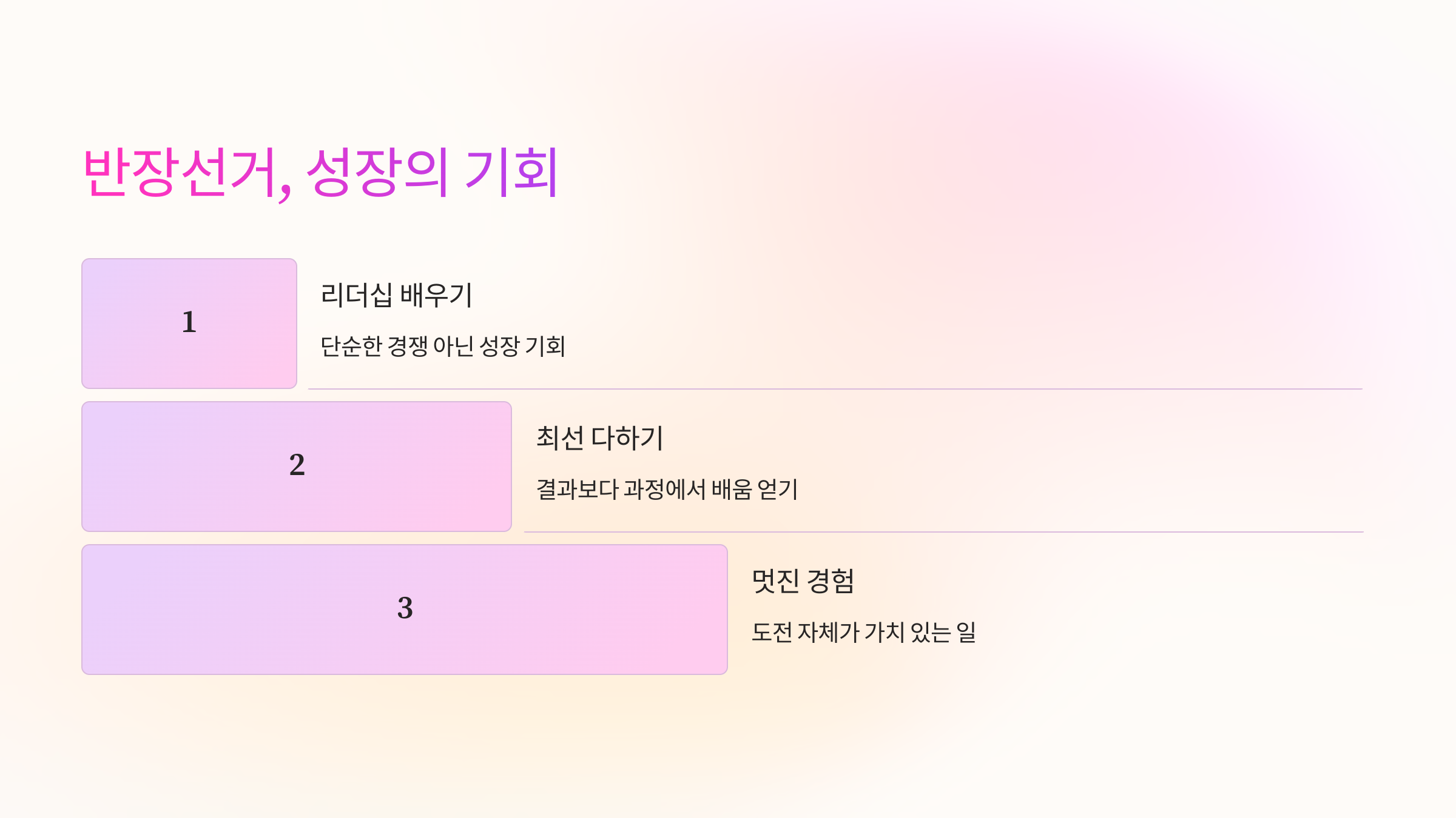 반장선거, 성장의 기회
