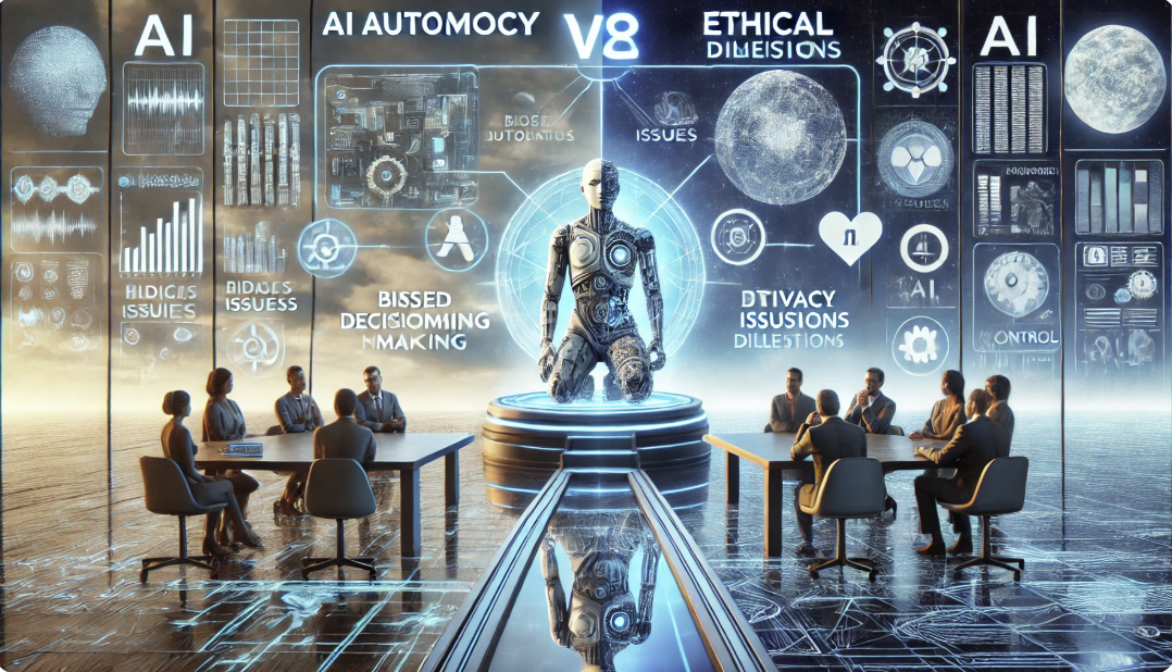 인공지능의 자율성, 윤리적 딜레마 분석을 형상화한 사진