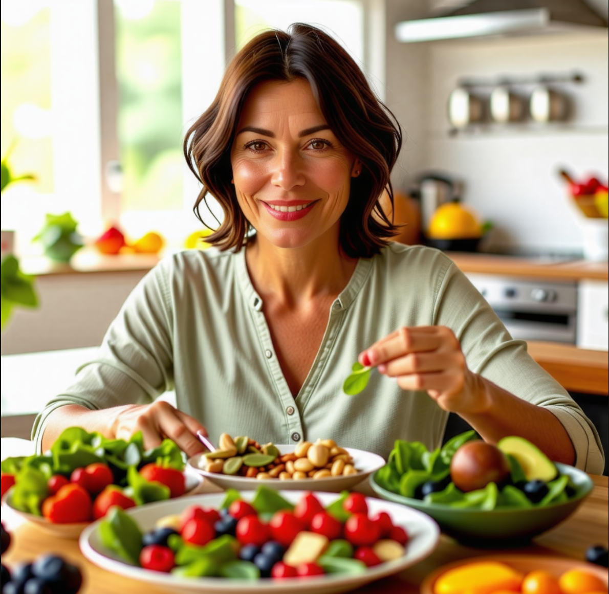 여성 갱년기에 좋은 음식 먹는 사진