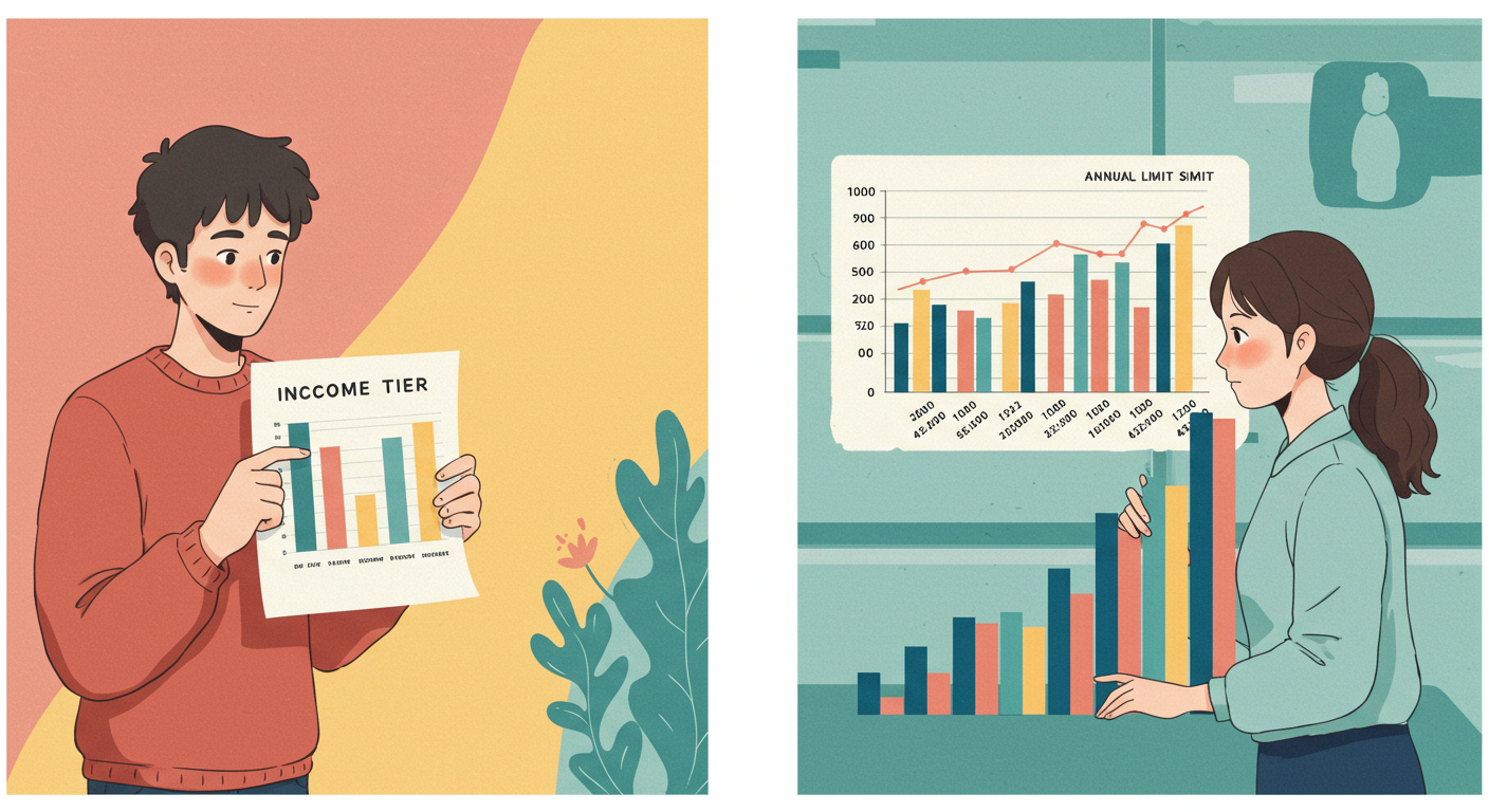 소득분위별 의료비 상한액을 확인하는 장면