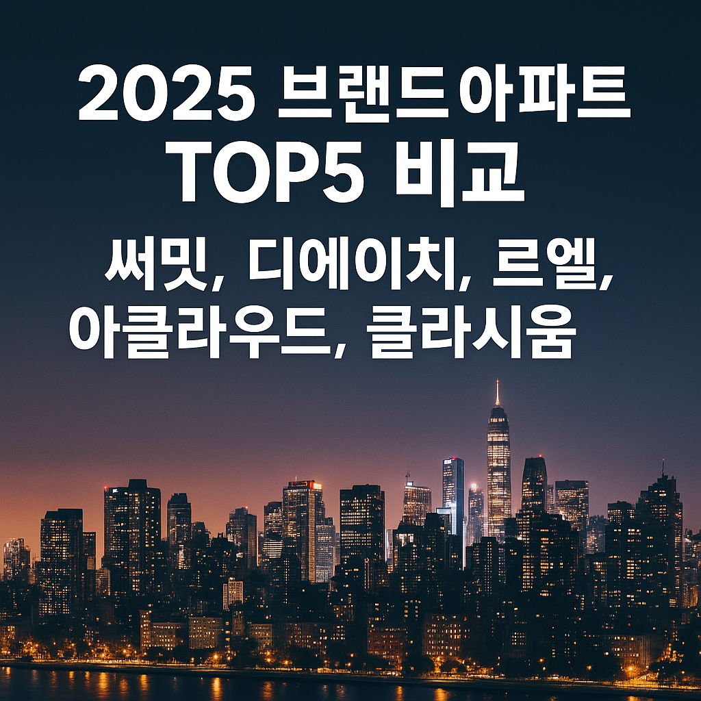 2025 브랜드 아파트 TOP5 비교 써밋, 디에이치, 르엘, 아클라우드, 클라시움의 투자 포인트