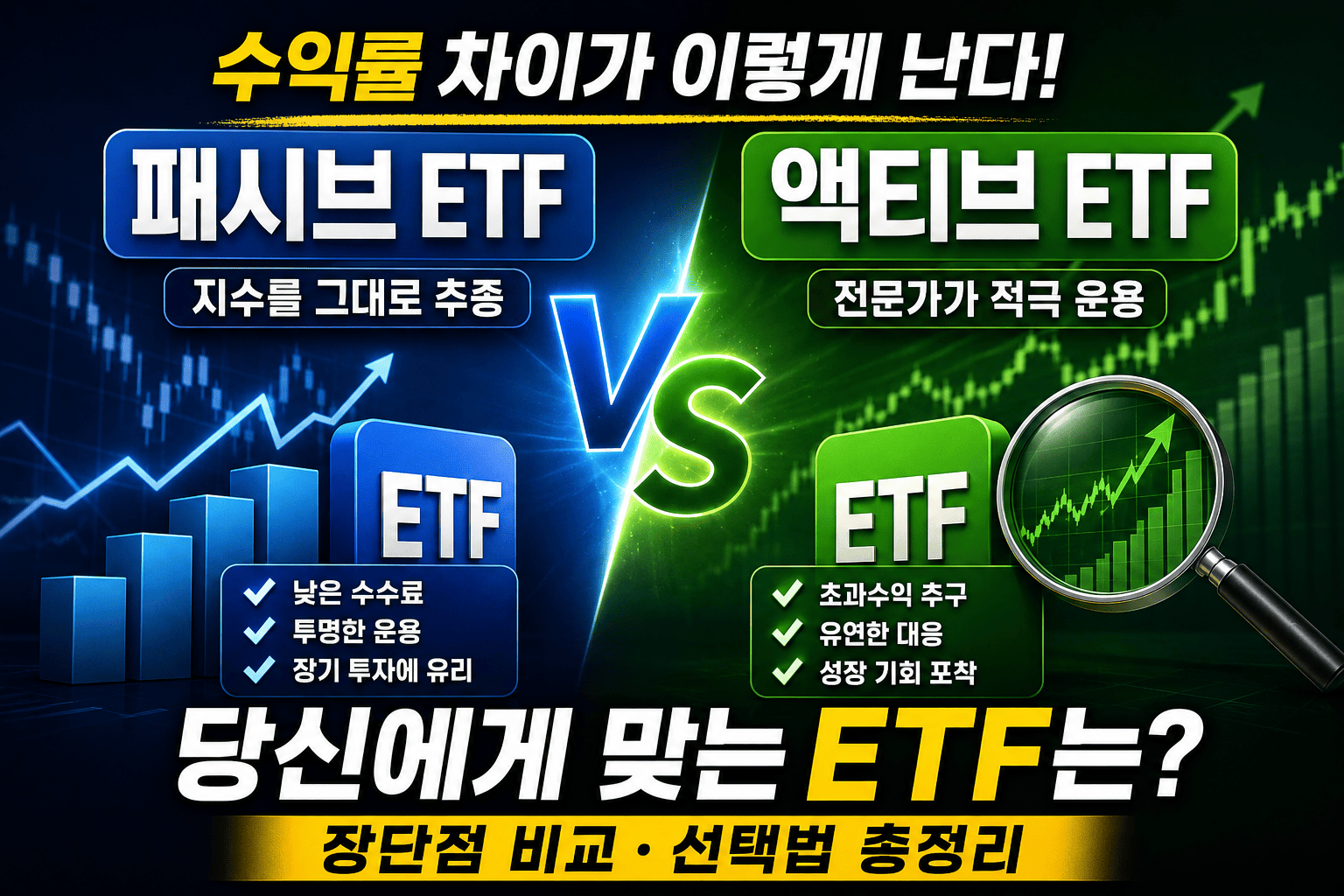 액티브·패시브 ETF (장단점, 비교, 선택법)