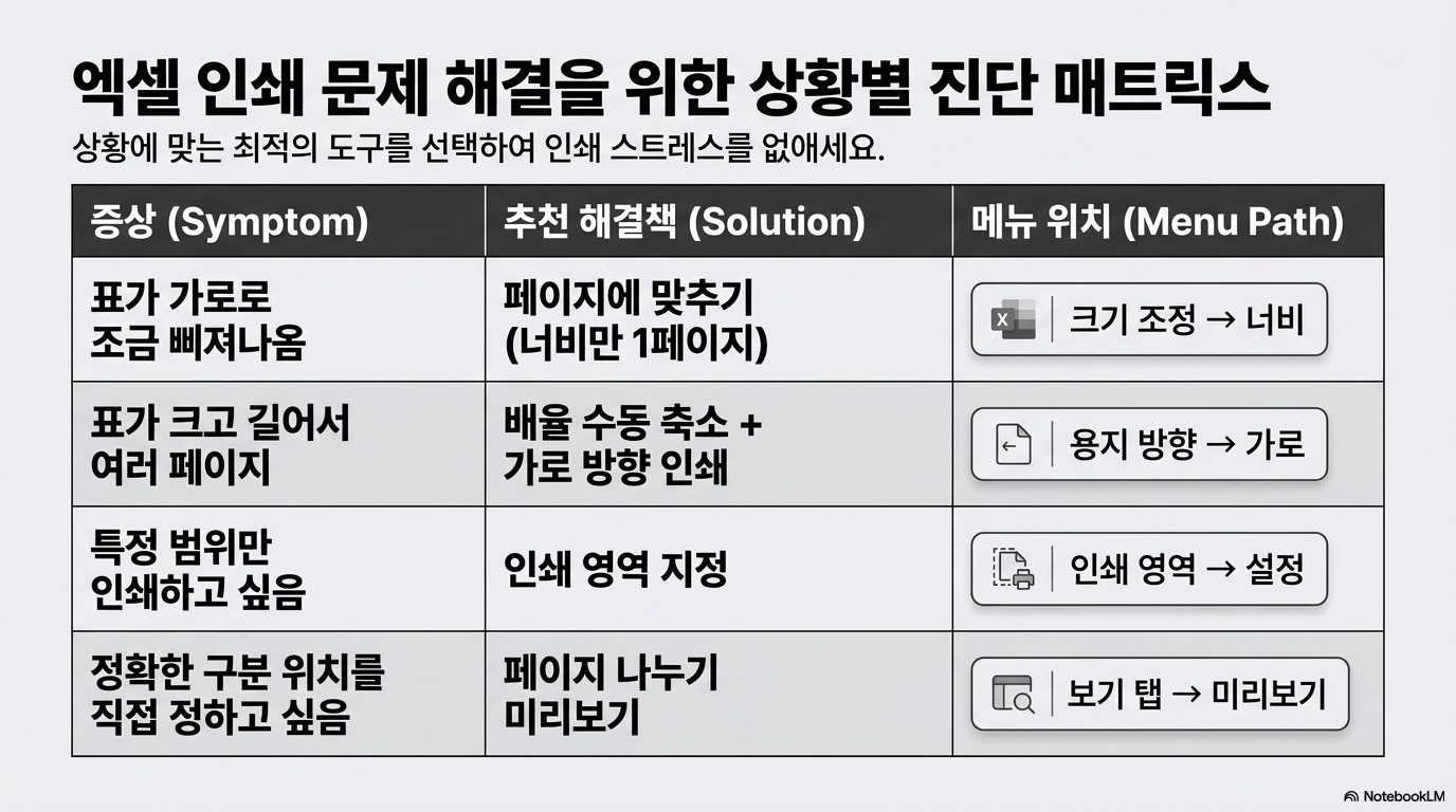 엑셀 인쇄 한 페이지 맞추기 페이지 레이아웃 설정