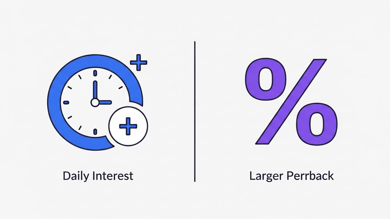 매일 이자 받는 토스와 기본 금리가 높은 케이뱅크의 혜택 차이 시각화 그래픽