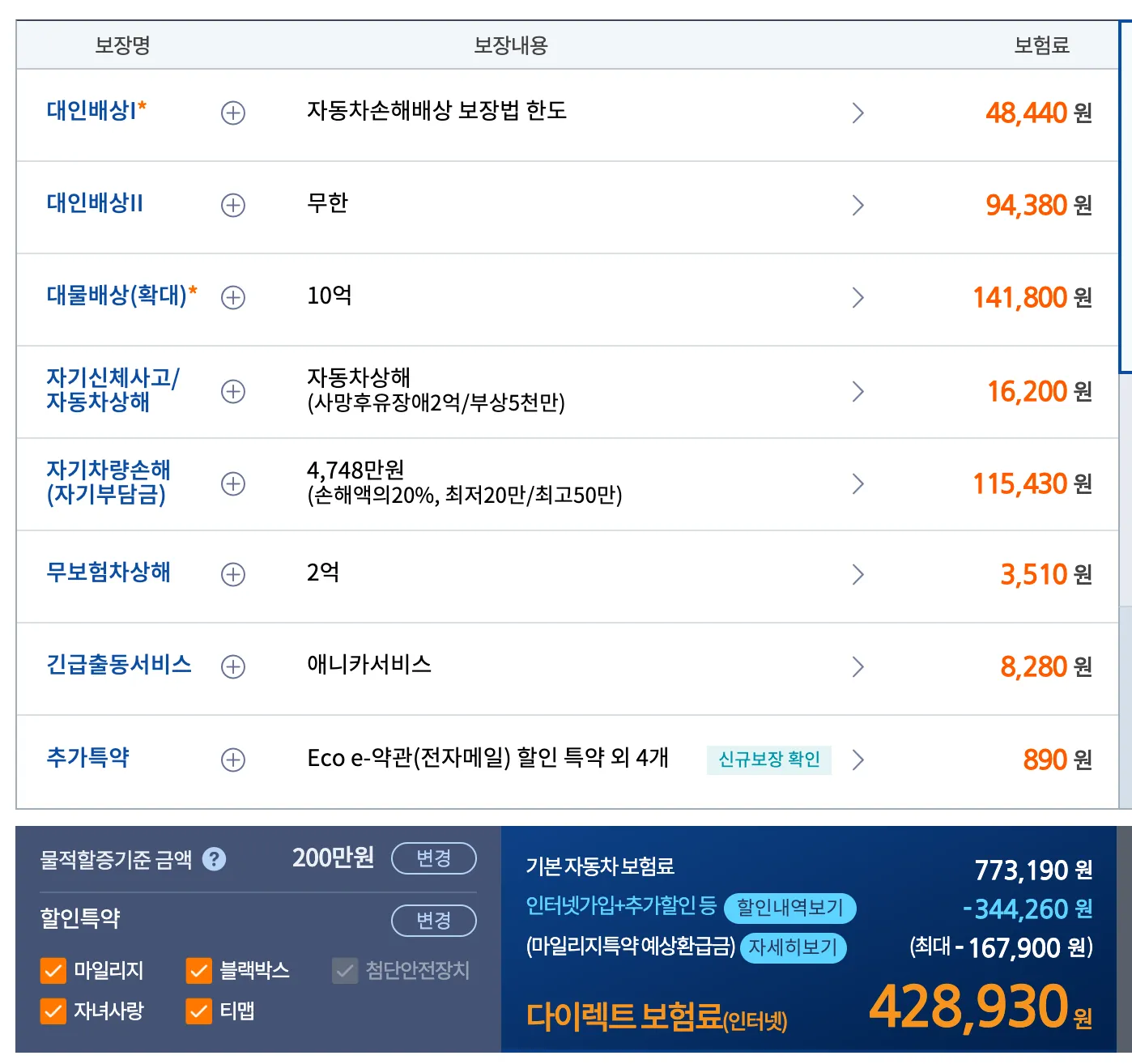 카니발 디젤 보험료