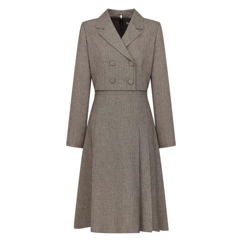 라인어디션 멜란지 사이드 플리츠 테일러드 원피스 NGOPMK9800