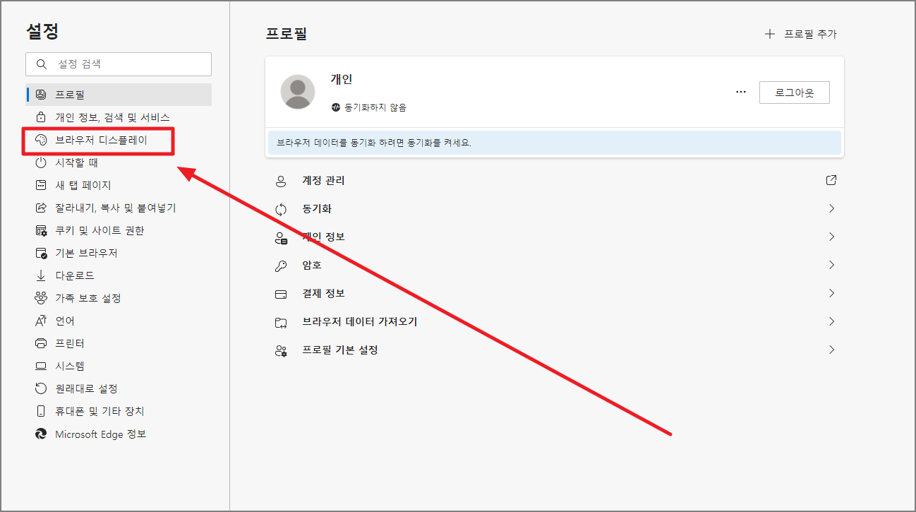 브라우저 디스플레이
