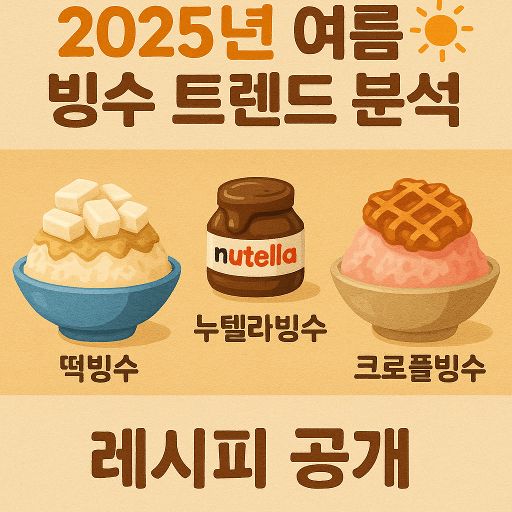 2025년 여름 빙수 트렌드 분석 떡빙수, 누텔라빙수, 크로플빙수 레시피 공개