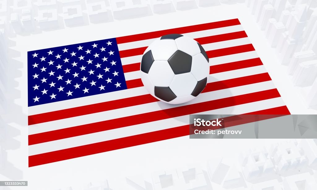 미국 성조지와 축구공 이미지
