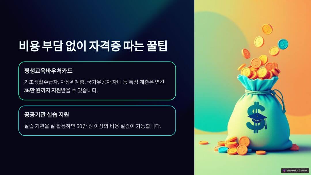 사회복지2급자격증은 평생교육바우처로 35만원까지 지원받으며 사회복지1급대비과정때 국민배움카드를 활용할수 있습니다.