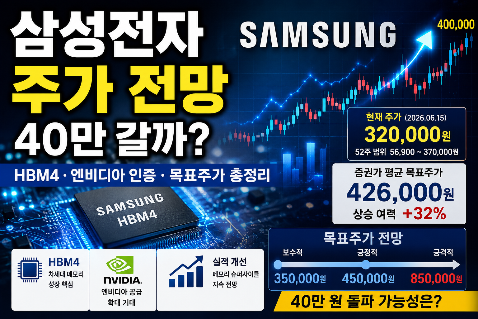 삼성전자 주가 전망, 40만 원 돌파 가능할까? HBM4&middot;엔비디아 공급 이슈 총정리