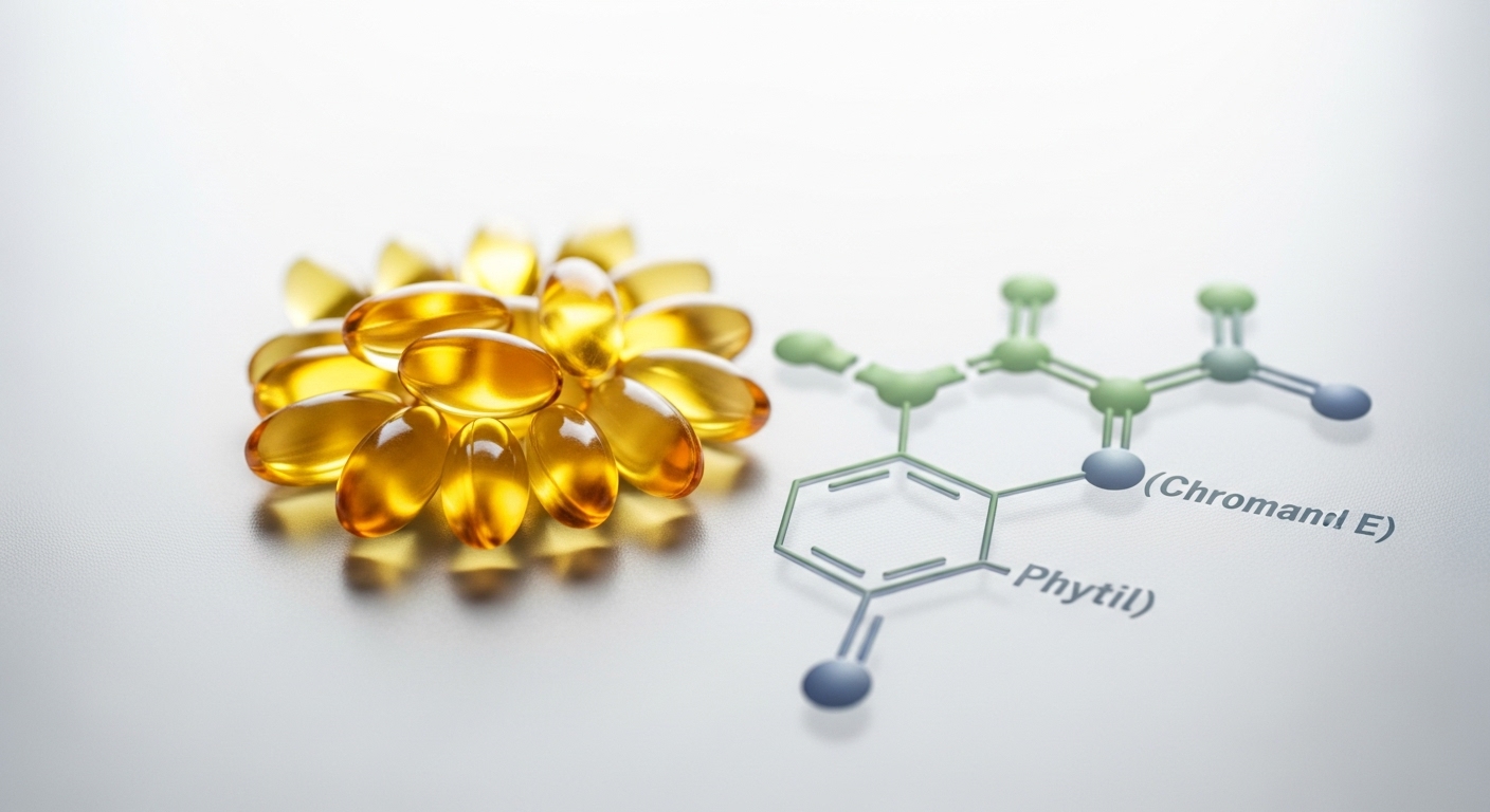 하이퍼셀 오메가3 캡슐과 비타민 E 성분 이미지가 함께 배치된 모습