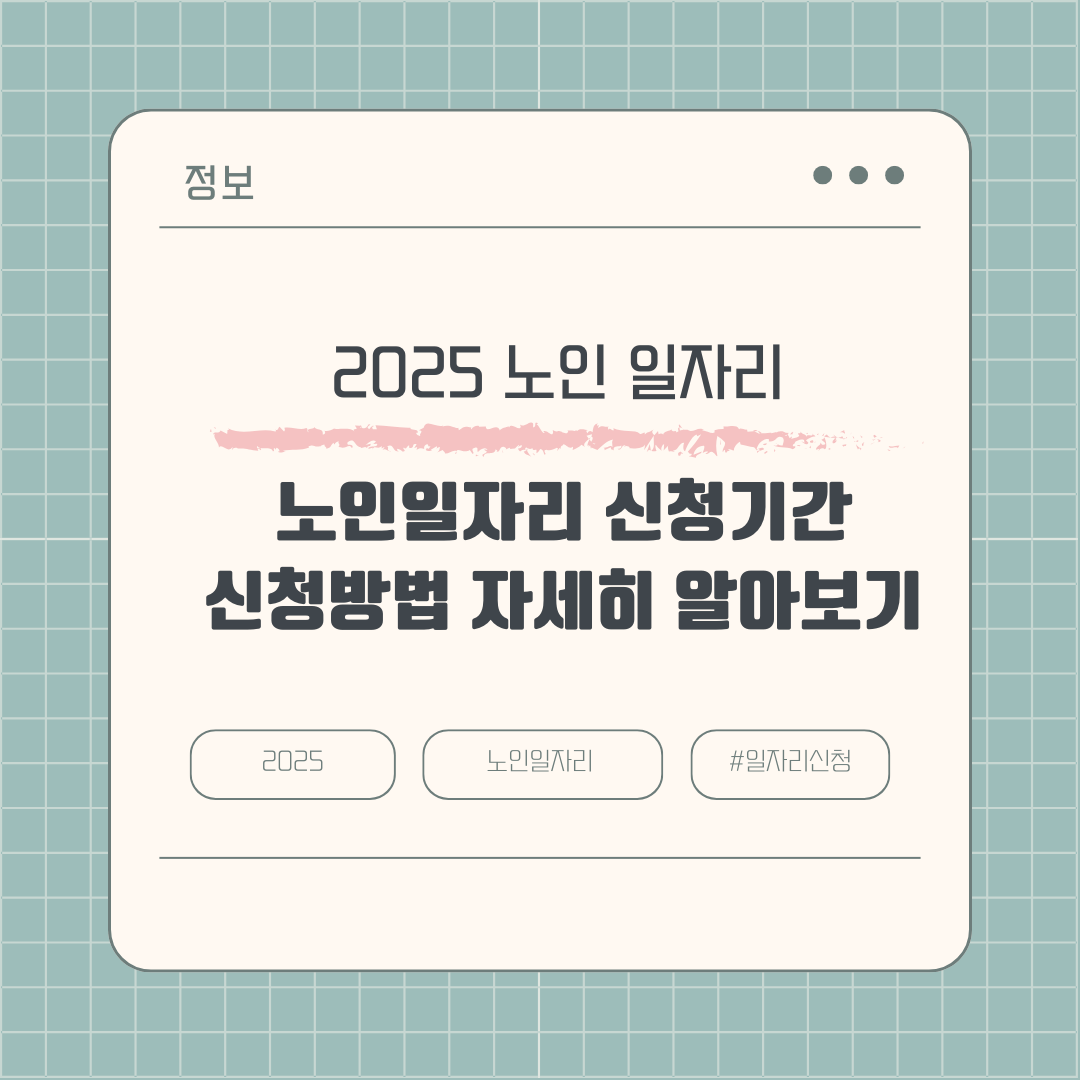 2025년 노인 일자리 및 사회활동 지원사업 참여자 모집 공고(신청기간, 방법)