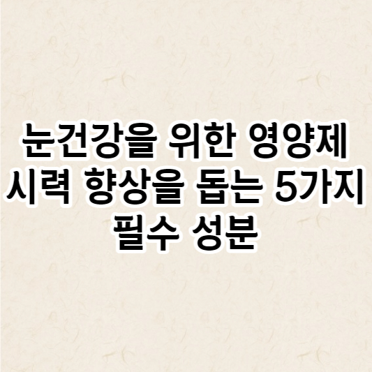 눈건강을 위한 영양제 시력향상을 돕는 5가지 필수 성분