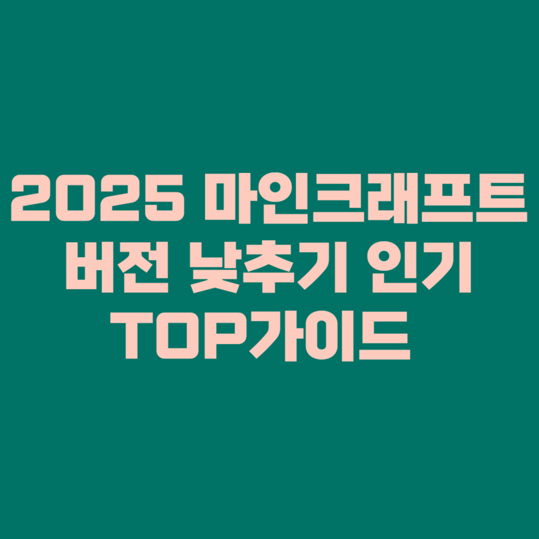 2025 마인크래프트
버전 낮추기 인기TOP가이드