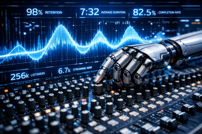 알고리즘 완청률 지표를 높이기 위한 고도의 음향 엔지니어링 및 믹싱 공정.