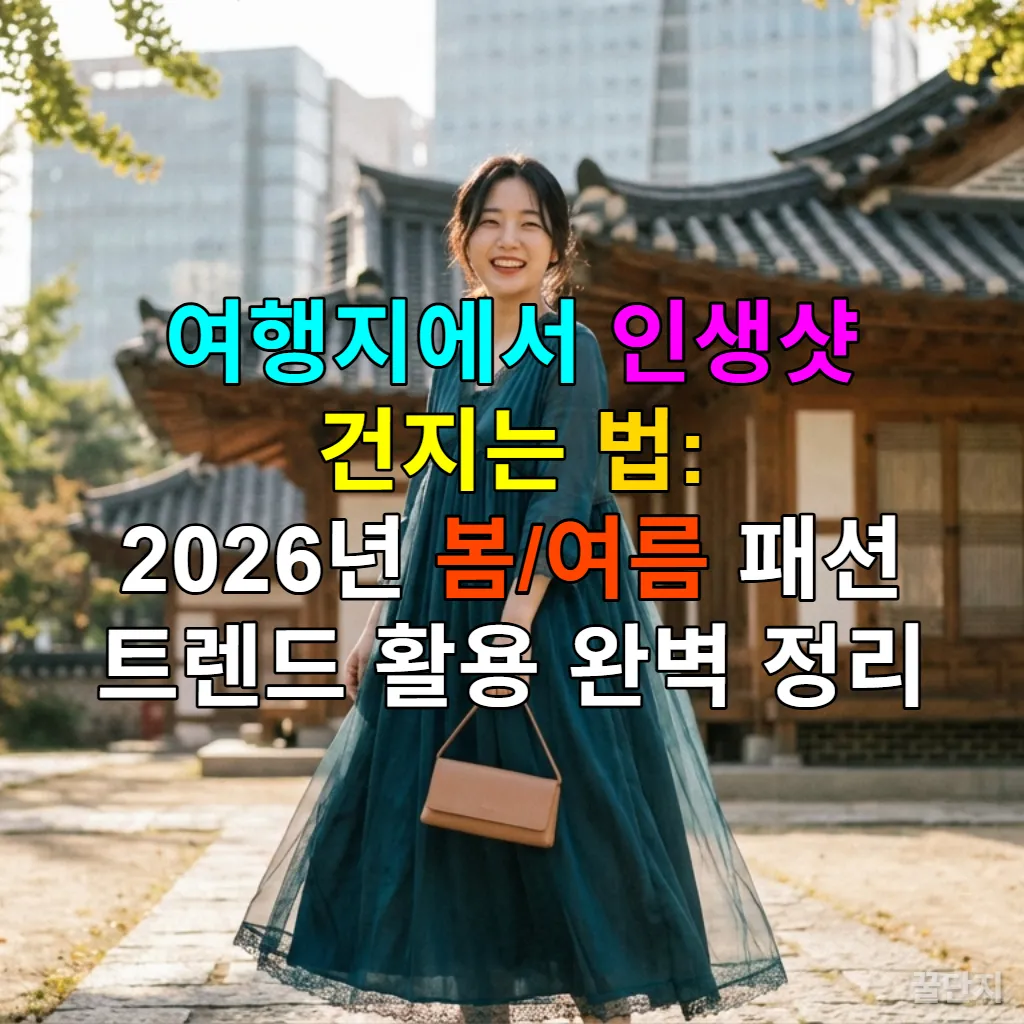 2026년 봄/여름 패션 트렌드를 활용하여 한국의 아름다운 여행지에서 인생샷을 찍는 세련된 한국 여성