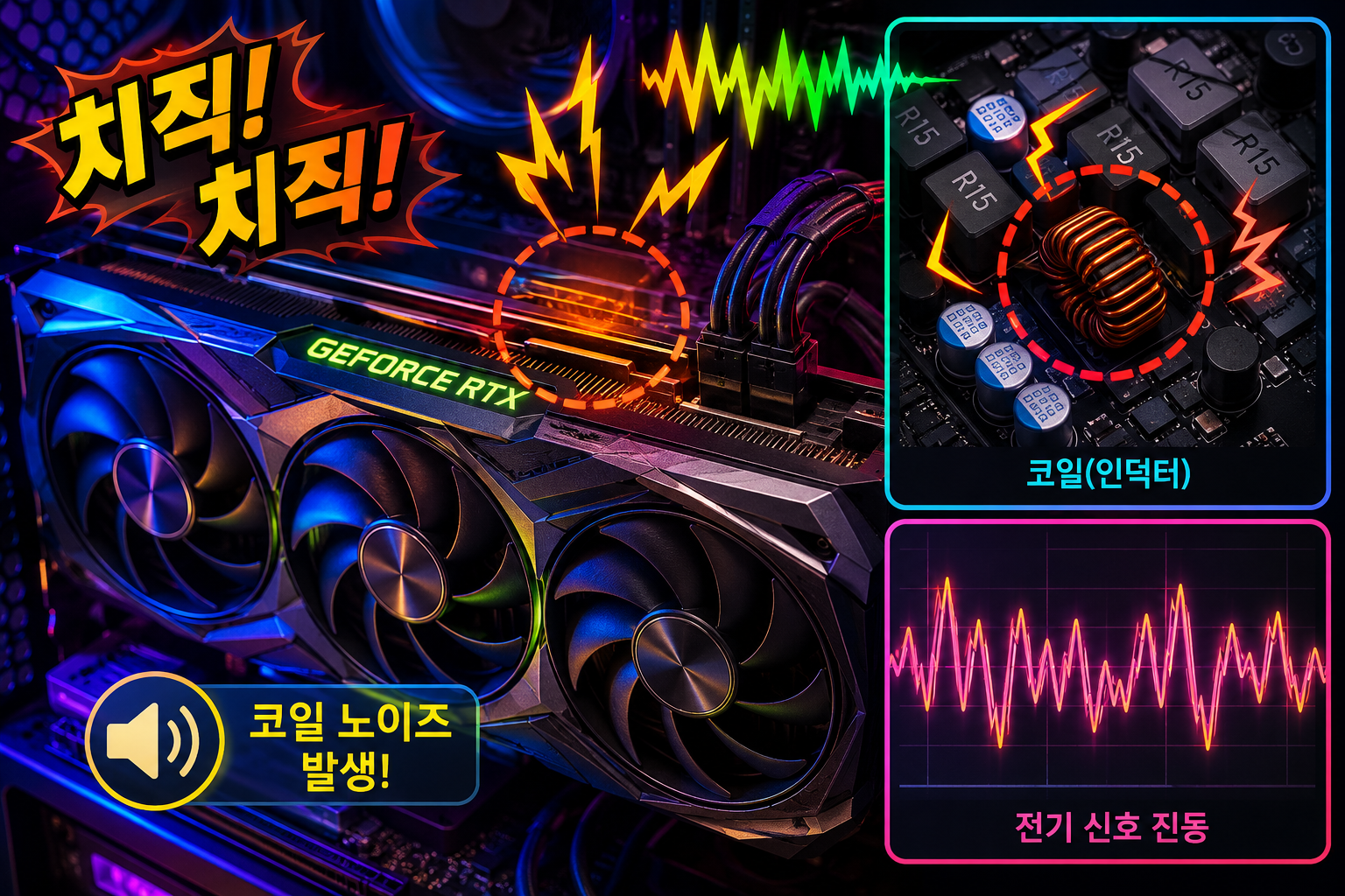 그래픽카드 코일노이즈 치직거리는 소리 해결방법 총정리 고주파음 원인 파워서플라이 교체